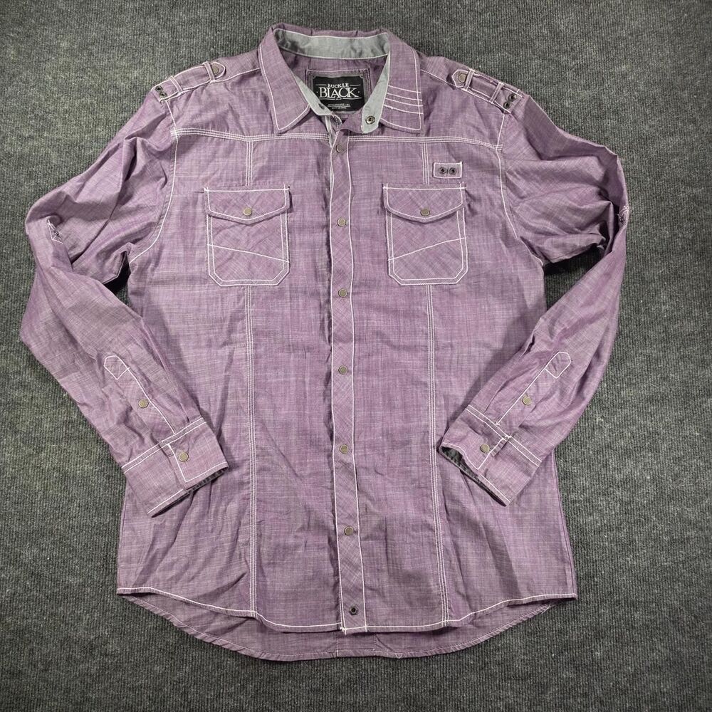 Buckle-black Men's Purple Shirt